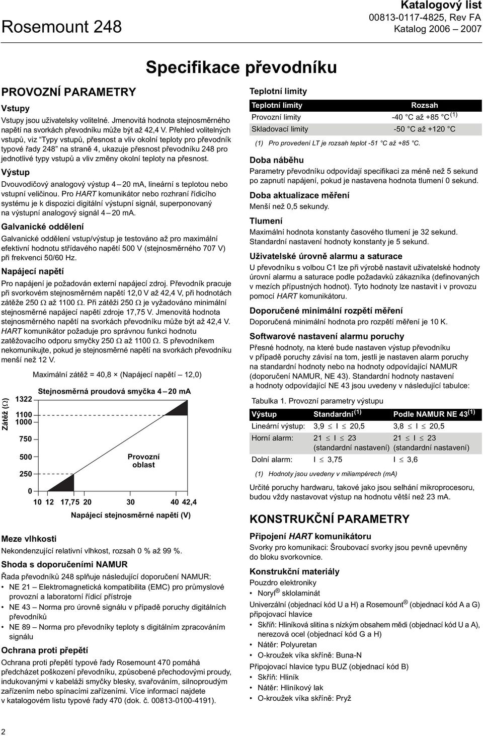 teploty na p esnost. Výstup Dvouvodi ový analogový výstup 4 20 ma, lineární s teplotou nebo vstupní veli inou.