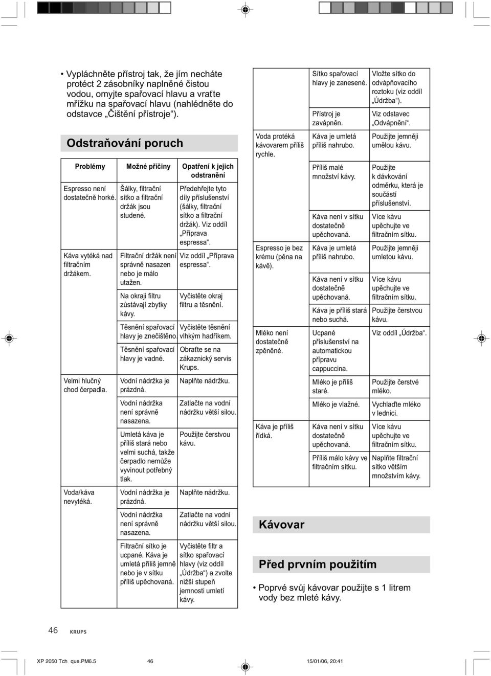 sítko a filtrační díly příslušenství držák jsou (šálky, filtrační studené. sítko a filtrační držák). Viz oddíl Příprava espressa.