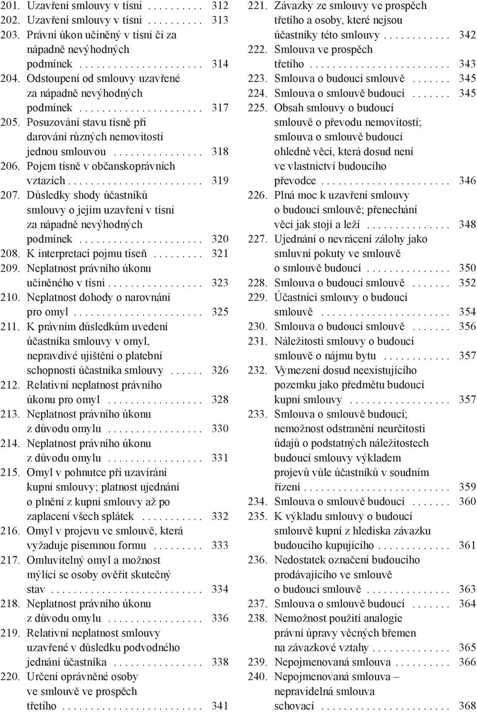 Pojem tísně v občanskoprávních vztazích........................ 319 207. Důsledky shody účastníků smlouvy o jejím uzavření v tísni za nápadně nevýhodných podmínek...................... 320 208.
