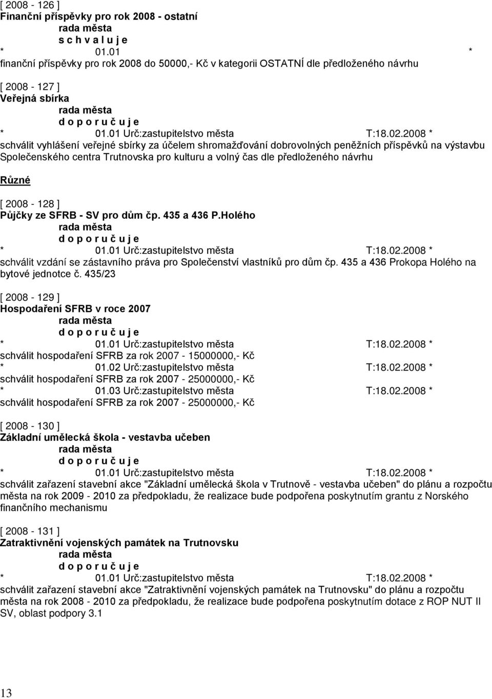 ze SFRB - SV pro dům čp. 435 a 436 P.Holého schválit vzdání se zástavního práva pro Společenství vlastníků pro dům čp. 435 a 436 Prokopa Holého na bytové jednotce č.