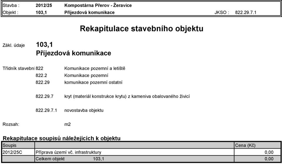 2 Komunikace pozemní 822.29 komunikace pozemní ostatní 822.29.7 kryt (materiál konstrukce krytu) z kameniva obalovaného živicí 822.