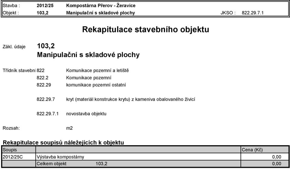 letiště 822.2 Komunikace pozemní 822.29 komunikace pozemní ostatní 822.29.7 kryt (materiál konstrukce krytu) z kameniva obalovaného živicí 822.