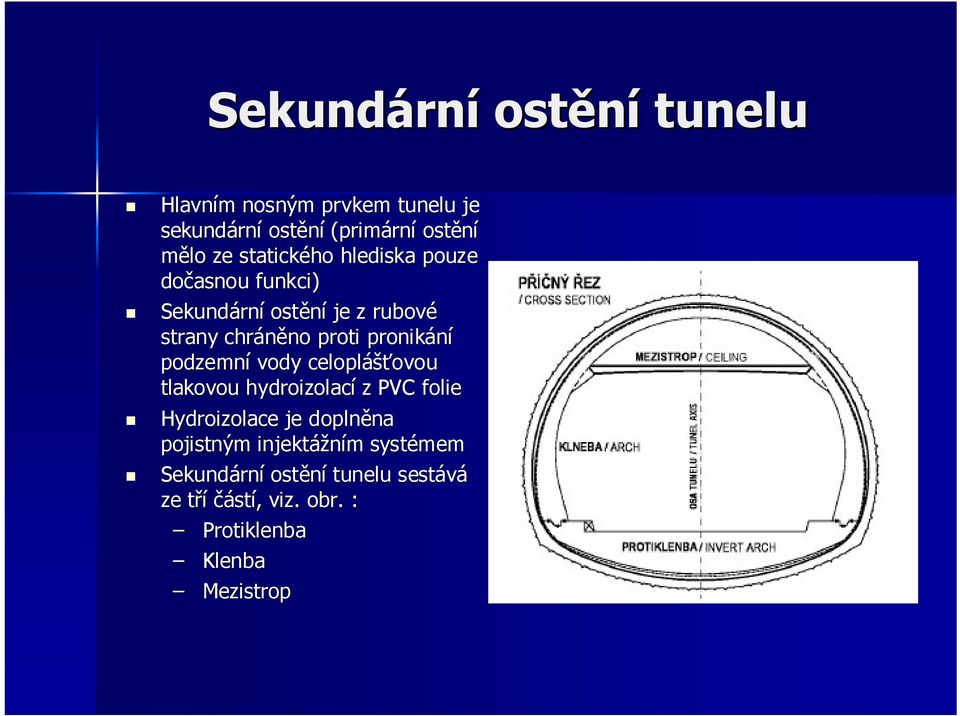 pronikání podzemní vody celopláš ášťovou tlakovou hydroizolací z PVC folie Hydroizolace je doplněna na