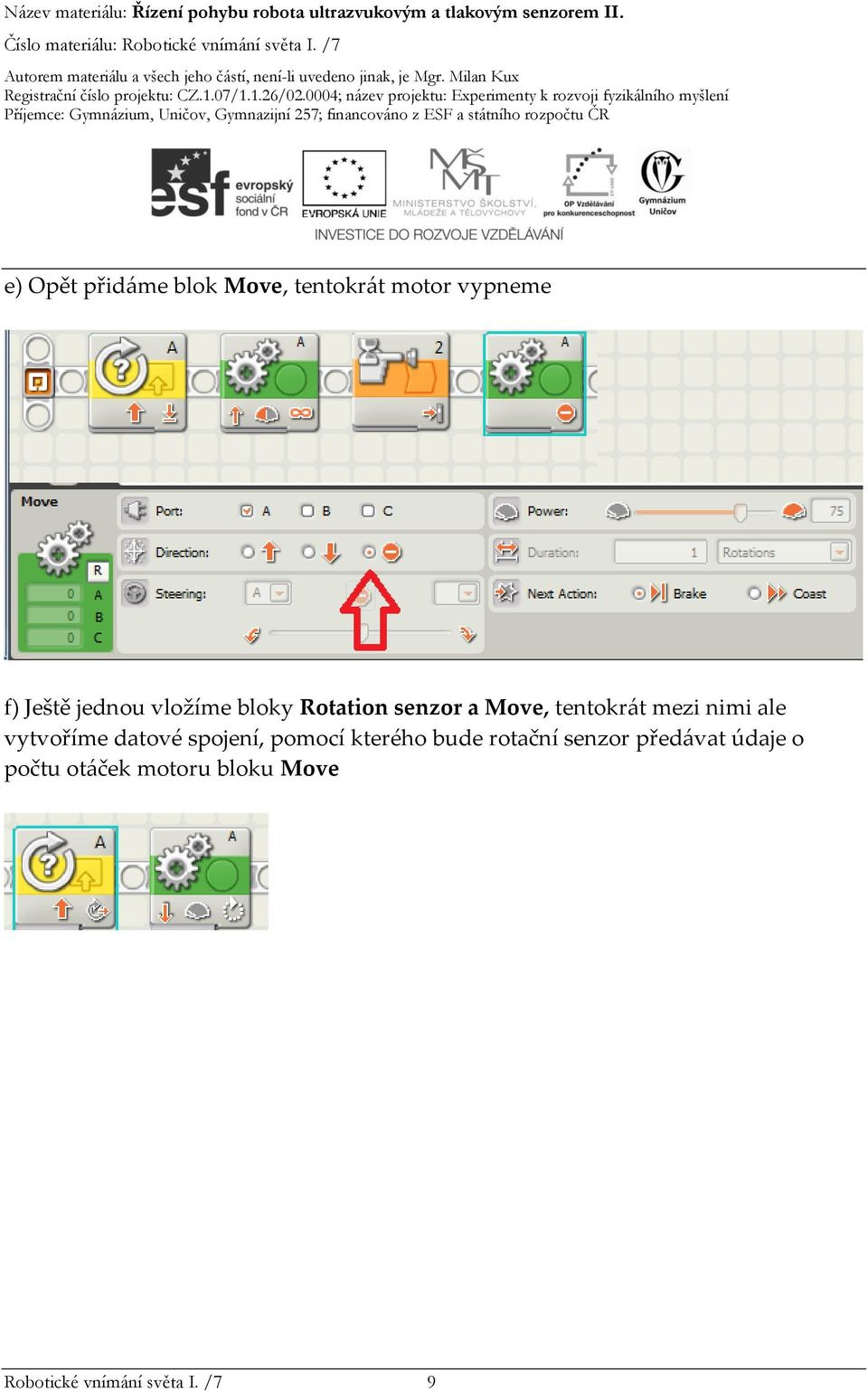 vytvoříme datové spojení, pomocí kterého bude rotační senzor