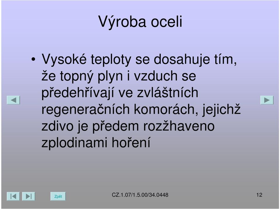 regeneračních komorách, jejichž zdivo je