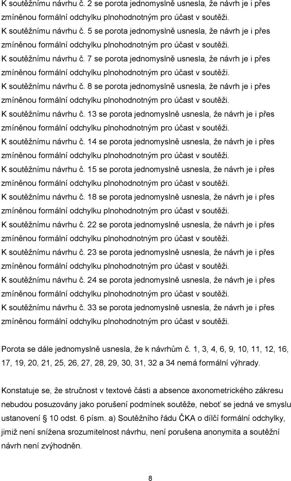 13 se porota jednomyslně usnesla, že návrh je i přes K soutěžnímu návrhu č. 14 se porota jednomyslně usnesla, že návrh je i přes K soutěžnímu návrhu č.