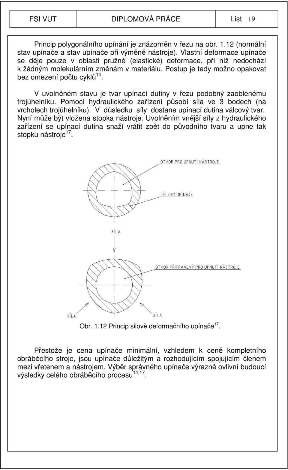 V uvolněném stavu je tvar upínací dutiny v řezu podobný zaoblenému trojúhelníku. Pomocí hydraulického zařízení působí síla ve 3 bodech (na vrcholech trojúhelníku).