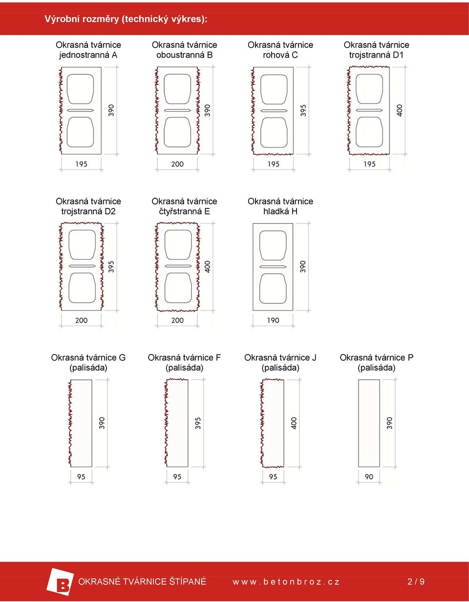 trojstranná D1 trojstranná D2 čtyřstranná E