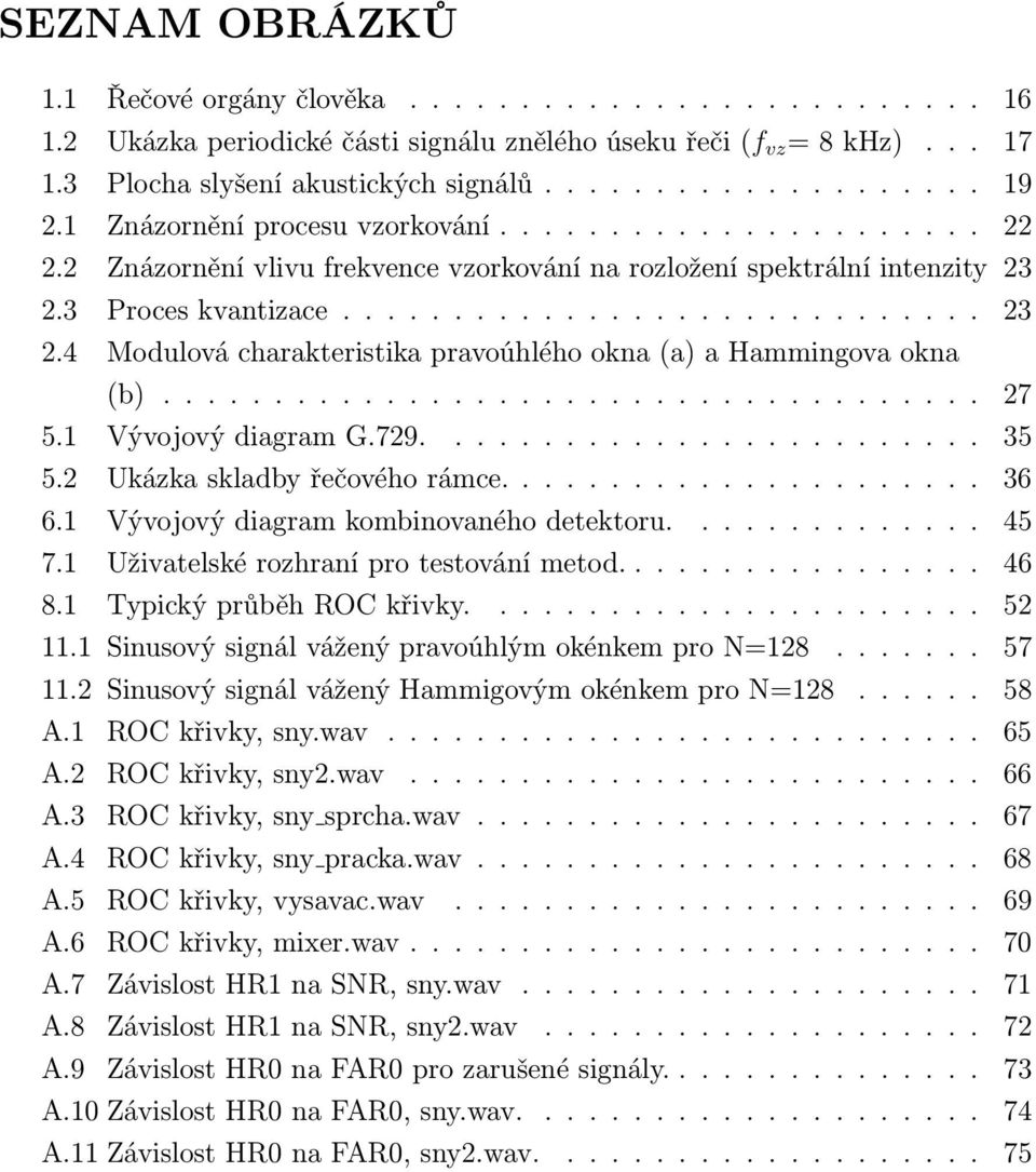 3 Proces kvantizace............................. 23 2.4 Modulová charakteristika pravoúhlého okna (a) a Hammingova okna (b)..................................... 27 5.1 Vývojový diagram G.729......................... 35 5.