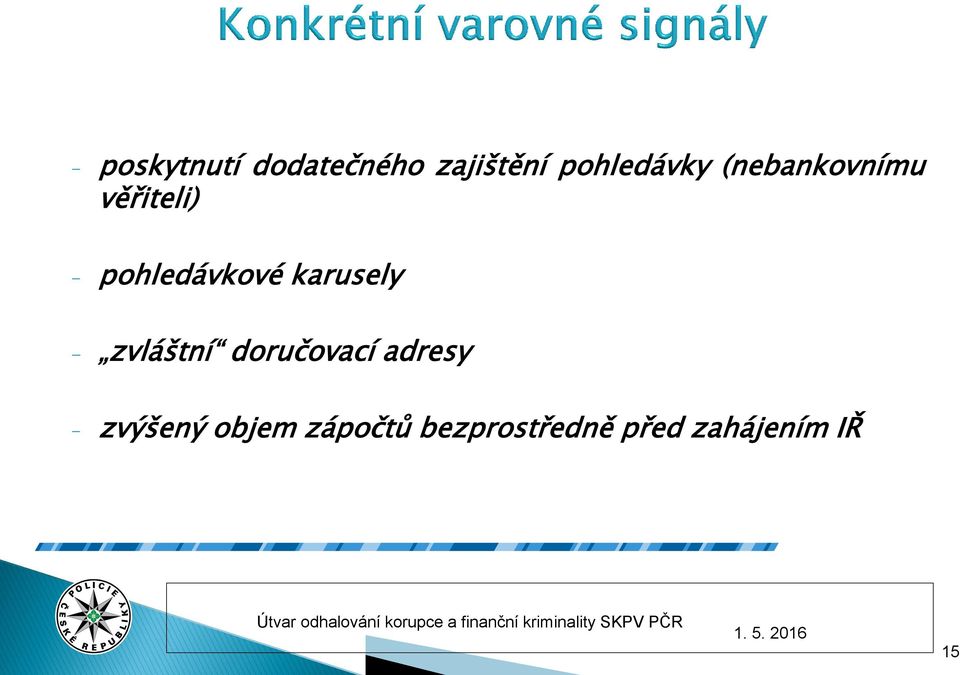 karusely - zvláštní doručovací adresy -