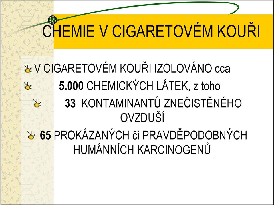 000 CHEMICKÝCH LÁTEK, z toho 33 KONTAMINANTŮ