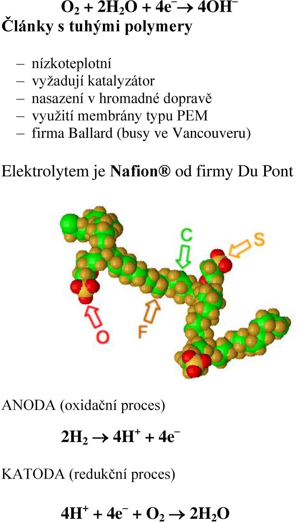 Ballard (busy ve Vancouveru) Elektrolytem je Nafion od firmy Du Pont ANODA