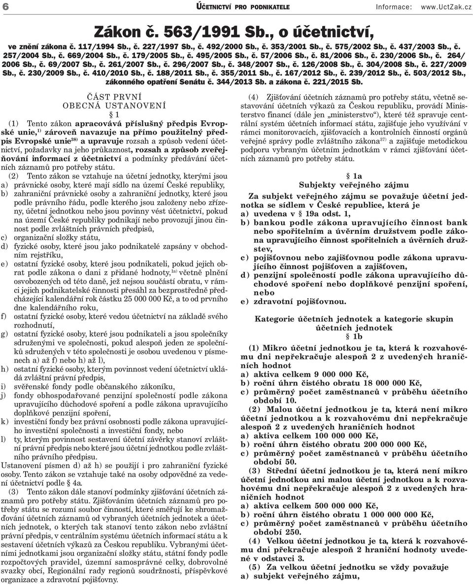 , č. 126/2008 Sb., č. 304/2008 Sb., č. 227/2009 Sb., č. 230/2009 Sb., č. 410/2010 Sb., č. 188/2011 Sb., č. 355/2011 Sb., č. 167/2012 Sb., č. 239/2012 Sb., č. 503/2012 Sb., zákonného opatření Senátu č.