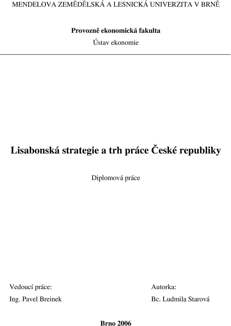 strategie a trh práce České republiky Diplomová práce