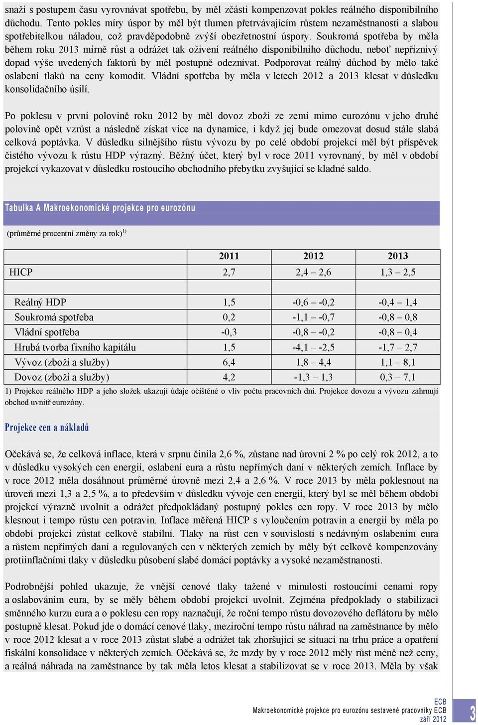 Soukromá spotřeba by měla během roku 2013 mírně růst a odrážet tak oživení reálného disponibilního důchodu, neboť nepříznivý dopad výše uvedených faktorů by měl postupně odeznívat.