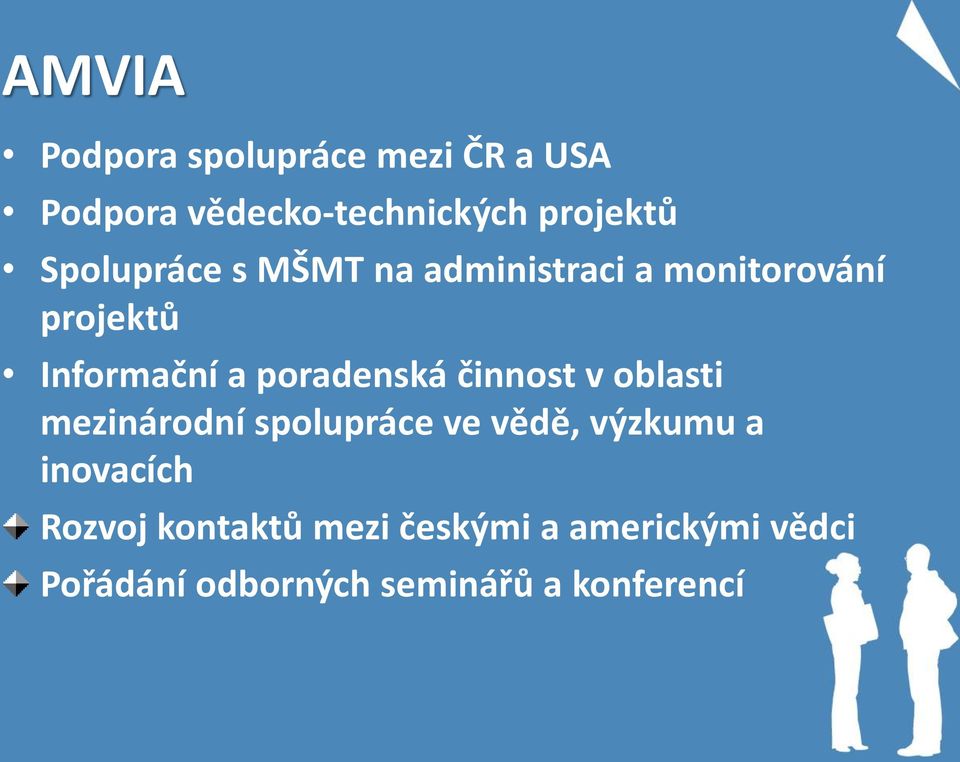 poradenská činnost v oblasti mezinárodní spolupráce ve vědě, výzkumu a
