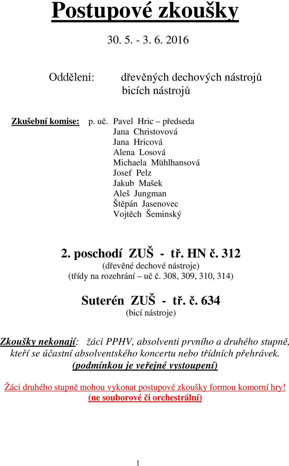 poschodí ZUŠ - tř. HN č.
