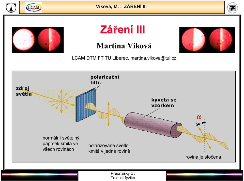 cz zdroj světla polarizační filtr kyveta se vzorkem α