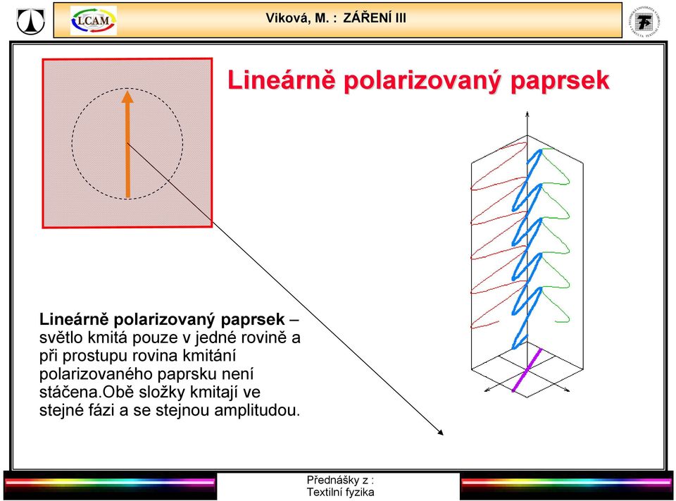 prostupu rovina kmitání polarizovaného paprsku není