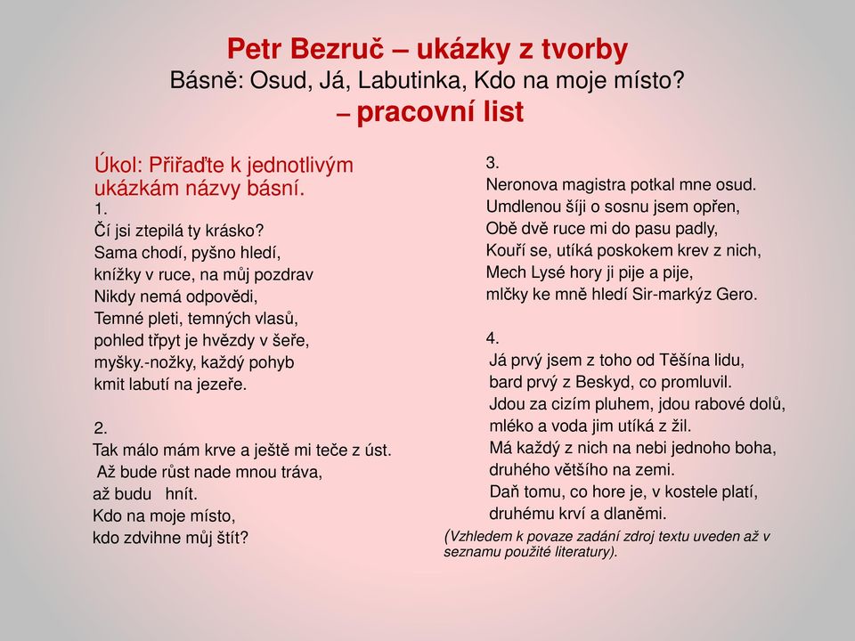 Tak málo mám krve a ještě mi teče z úst. Až bude růst nade mnou tráva, až budu hnít. Kdo na moje místo, kdo zdvihne můj štít? 3. Neronova magistra potkal mne osud.