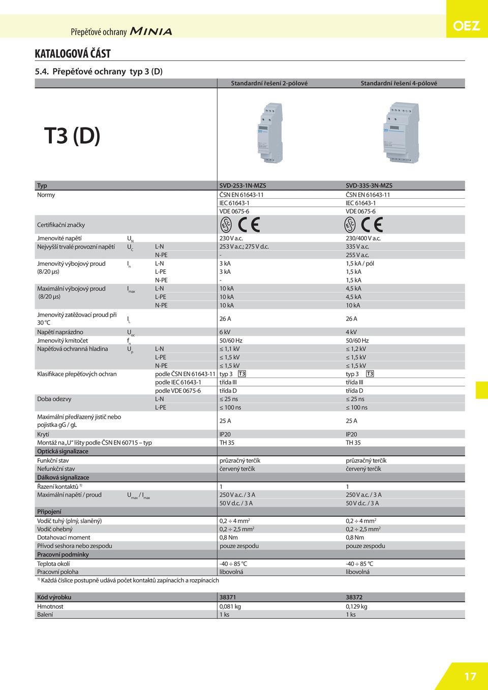 0675-6 Certifikační značky Jmenovité napětí U N 230 V a.c.