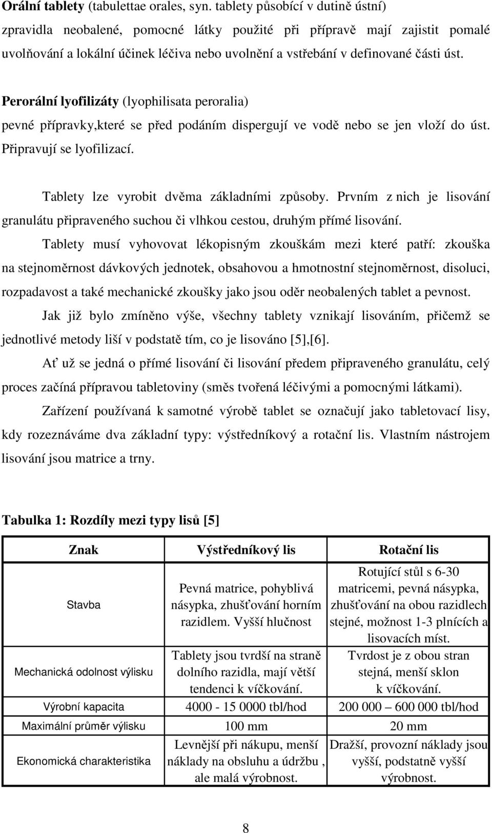 Perorální lyofilizáty (lyophilisata peroralia) pevné přípravky,které se před podáním dispergují ve vodě nebo se jen vloží do úst. Připravují se lyofilizací.