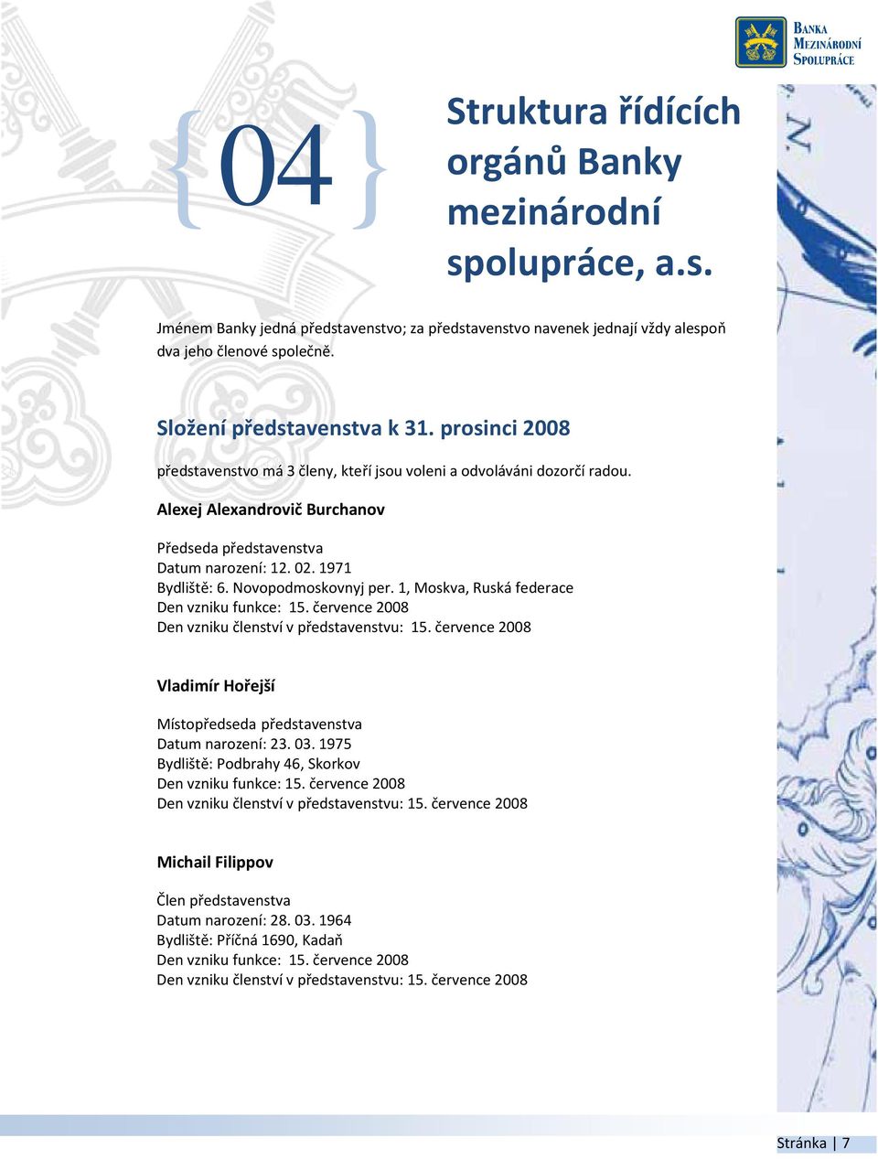 1971 Bydliště: 6. Novopodmoskovnyj per. 1, Moskva, Ruská federace Den vzniku funkce: 15. července 2008 Den vzniku členství v představenstvu: 15.