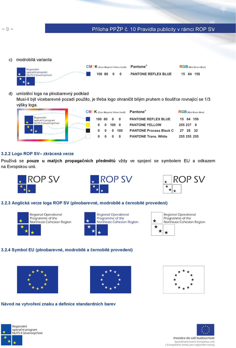 2 Logo ROP SV zkrácená verze Používá se pouze u malých propagačních předmětů vždy ve spojení se symbolem EU a odkazem na Evropskou
