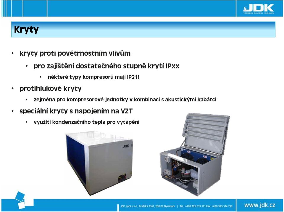 protihlukové kryty zejména pro kompresorové jednotky v kombinaci s