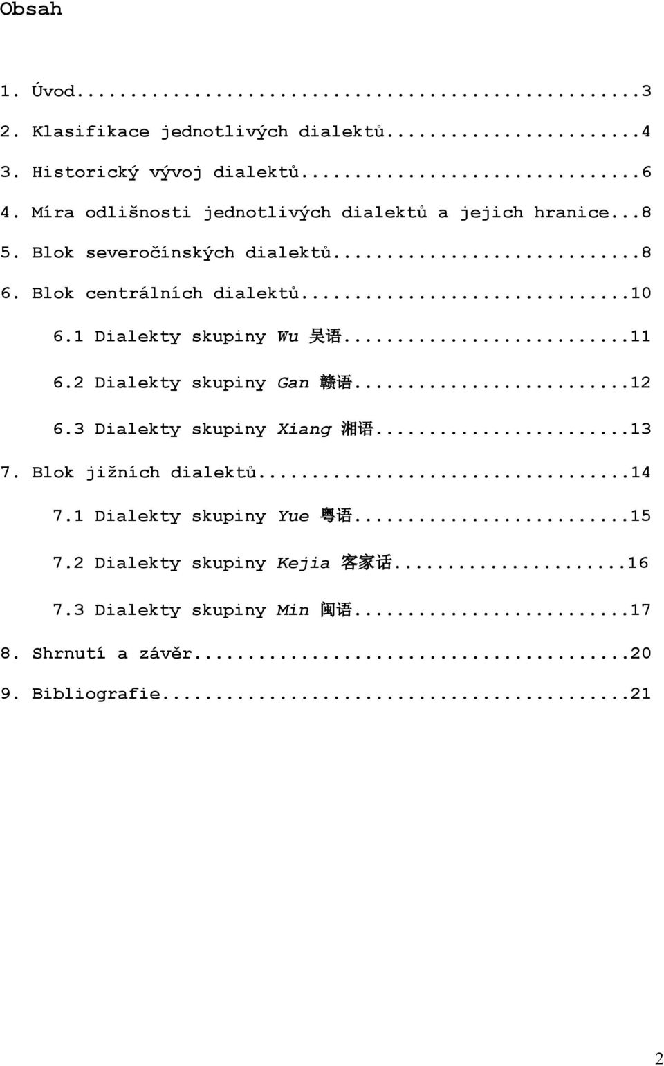 ..10 6.1 Dialekty skupiny Wu 吴 语...11 6.2 Dialekty skupiny Gan 赣 语...12 6.3 Dialekty skupiny Xiang 湘 语...13 7.