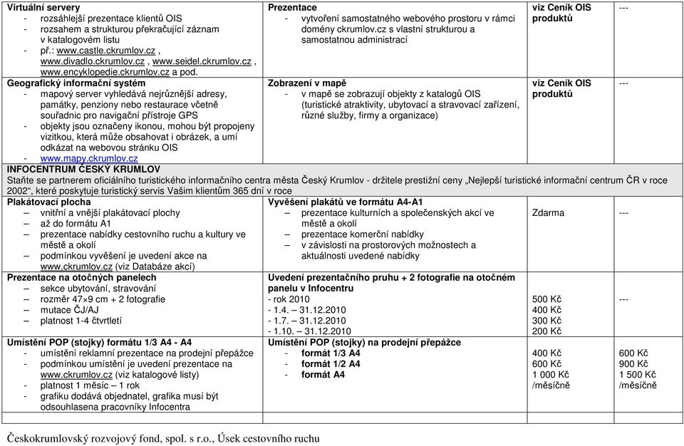 Geografický informační systém - mapový server vyhledává nejrůznější adresy, památky, penziony nebo restaurace včetně souřadnic pro navigační přístroje GPS - objekty jsou označeny ikonou, mohou být