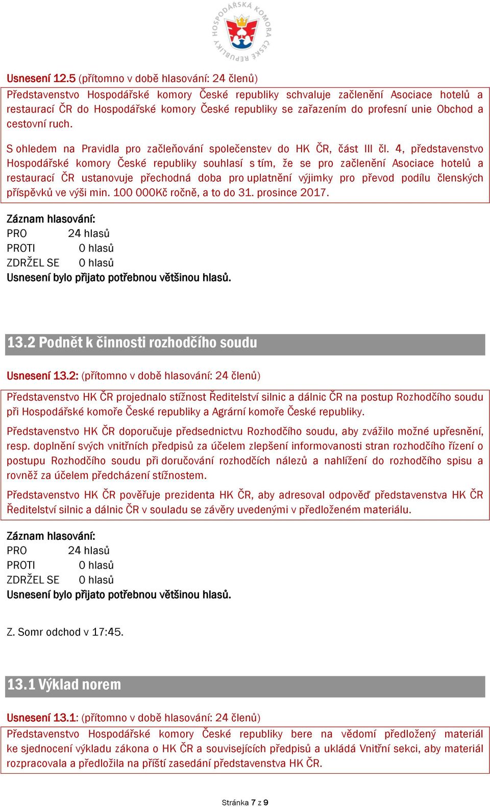 profesní unie Obchod a cestovní ruch. S ohledem na Pravidla pro začleňování společenstev do HK ČR, část III čl.