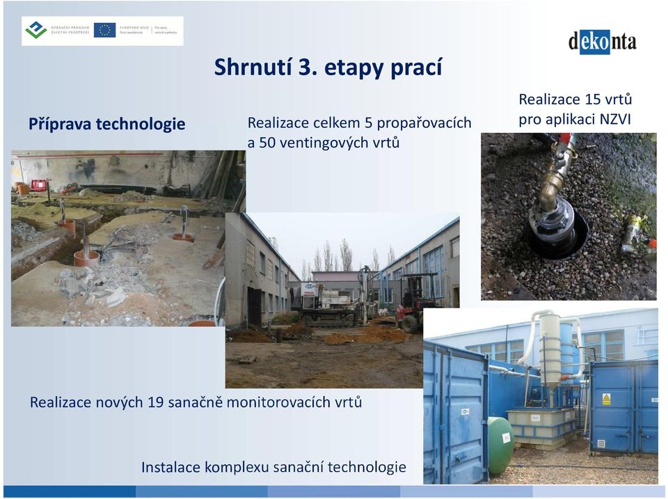 ventingových vrtů Realizace 15 vrtů pro aplikaci NZVI
