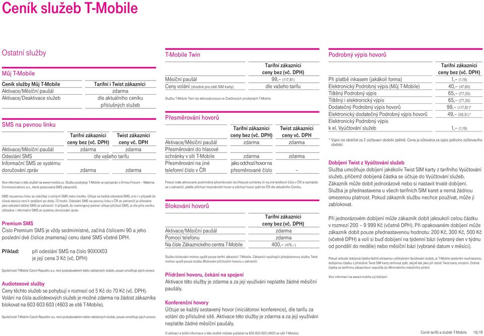 Službu poskytuje T-Mobile ve spolupráci s firmou Fincom Materna Communications a.s., která zpracovává SMS zákazníků. SMS na pevnou linku se odečítají z volných SMS nebo kreditu.