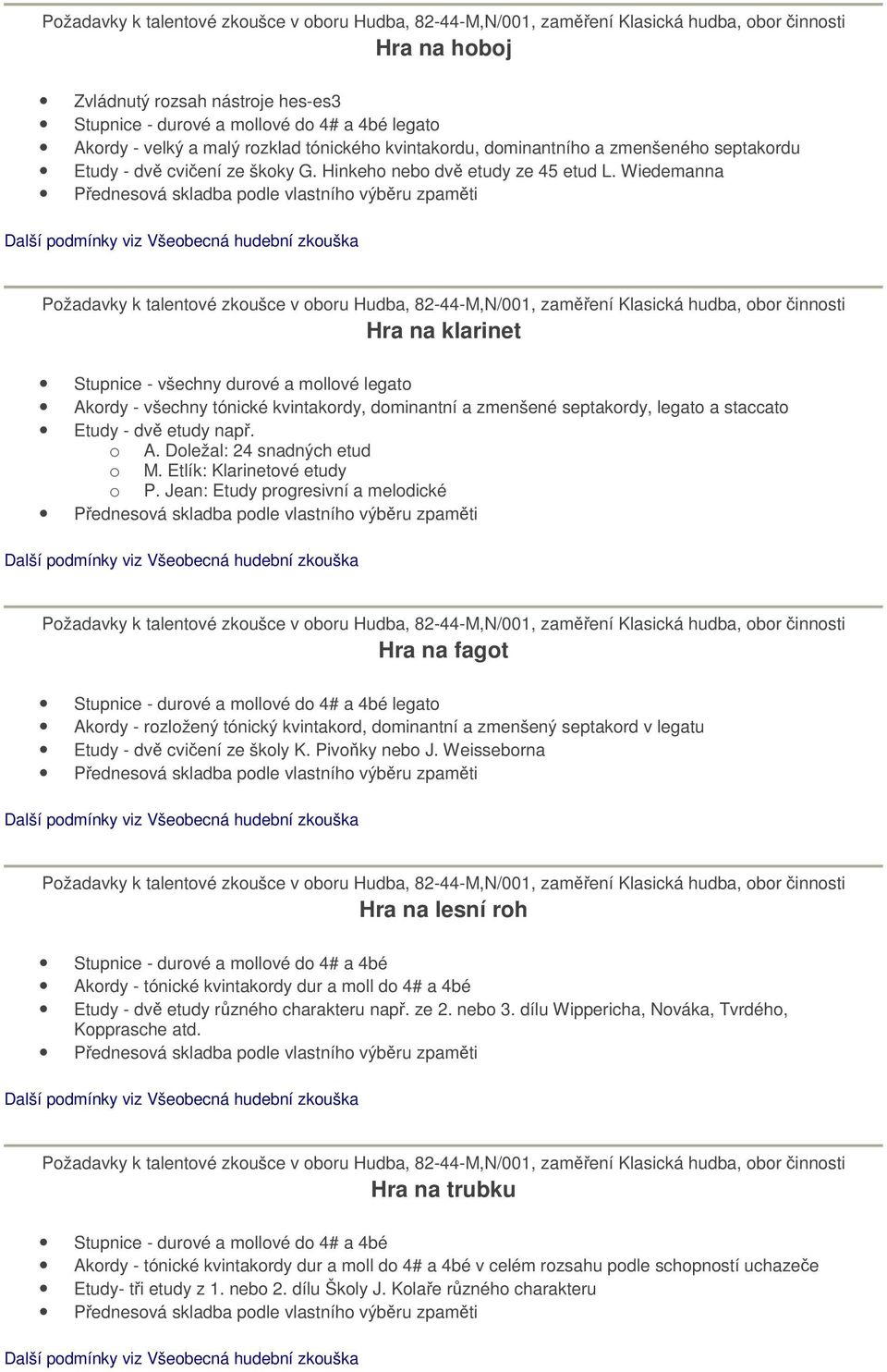 Požadavky k talentové zkoušce - PDF Free Download