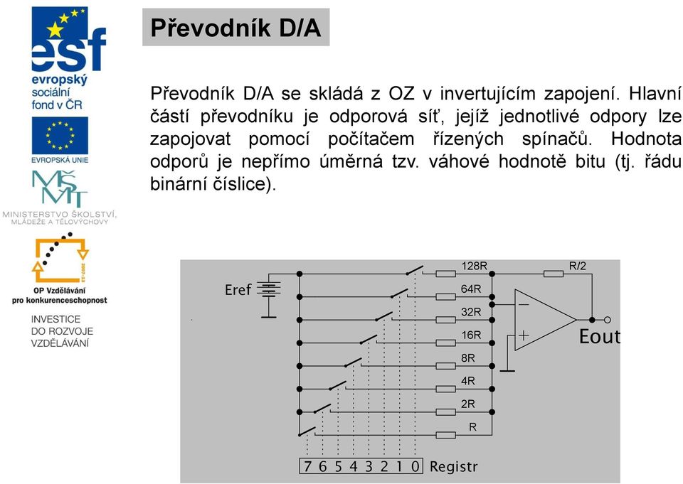 pomocí počítačem řízených spínačů. Hodnota odporů je nepřímo úměrná tzv.