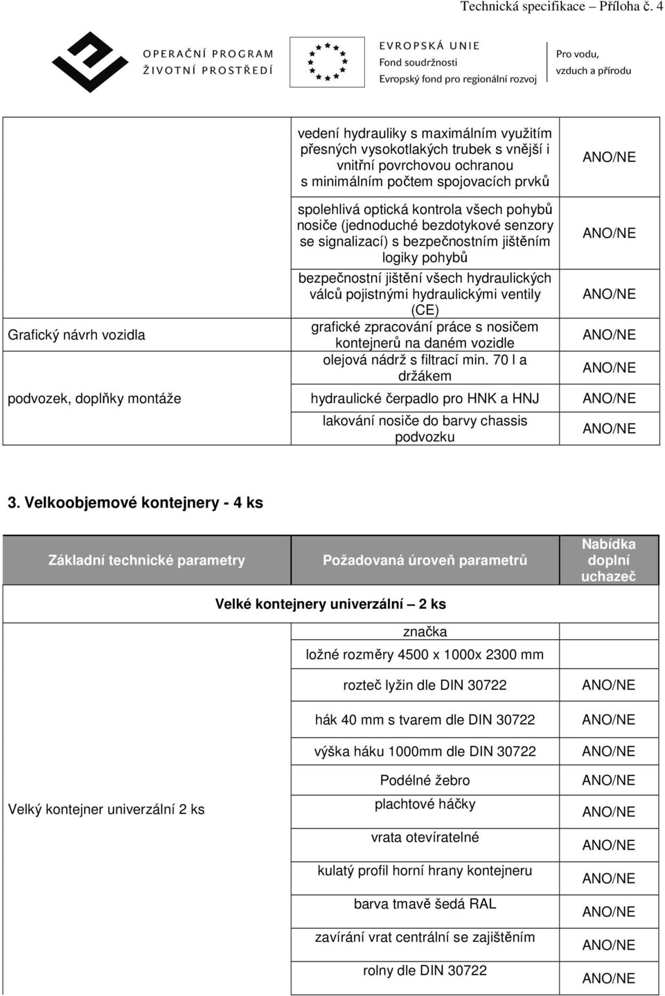 hydraulickými ventily (CE) grafické zpracování práce s nosičem kontejnerů na daném vozidle olejová nádrž s filtrací min.