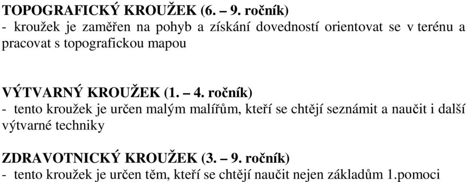topografickou mapou VÝTVARNÝ KROUŽEK (1. 4.