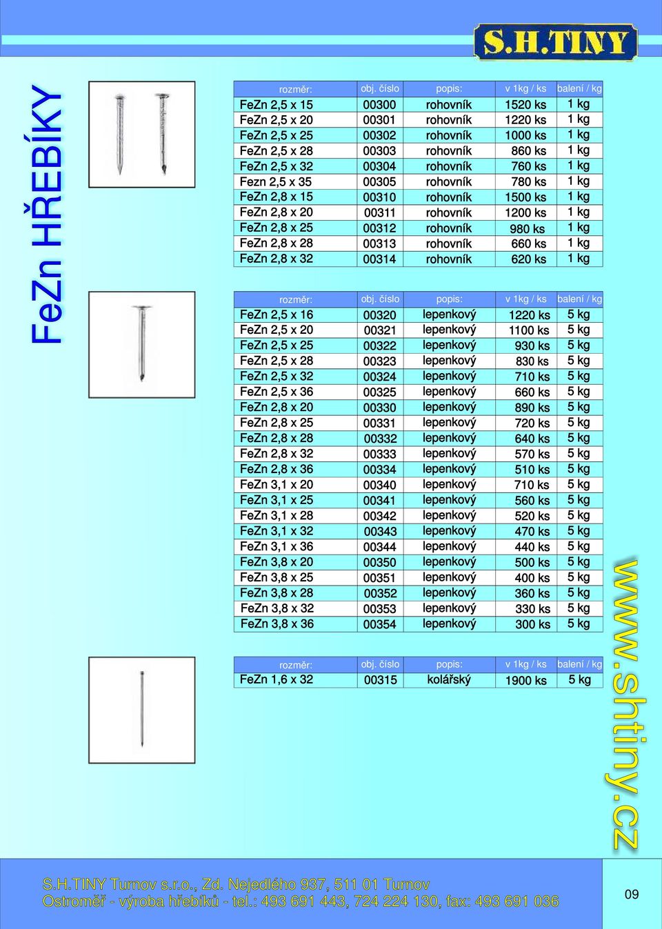 x 20 FeZn 3,8 x 25 FeZn 3,8 x 28 FeZn 3,8 x 32 FeZn 3,8 x 36 FeZn 1,6 x 32 v 1kg / 00300 00301 00302 00303 00304 00305 00310 00311 00312 00313 00314 1520 1220 1000 860 760 780 1500 1200 980 660 620