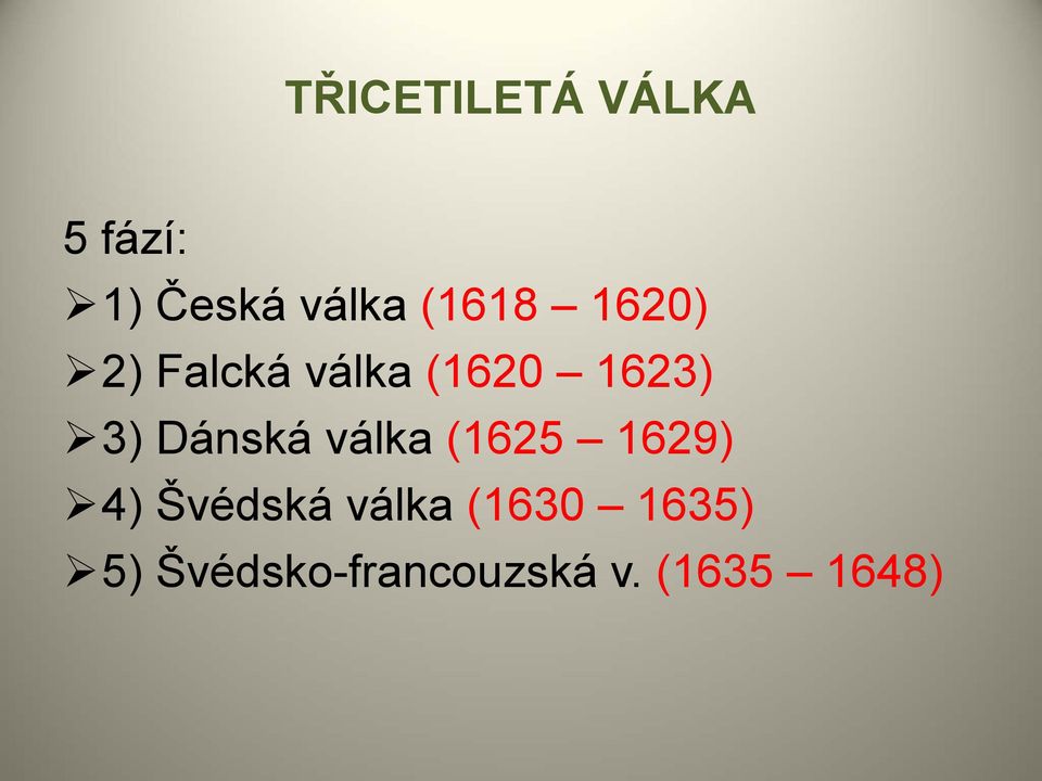 Dánská válka (1625 1629) 4) Švédská válka