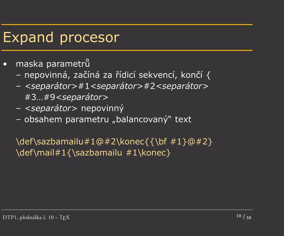 <separátor> nepovinný obsahem parametru balancovaný text