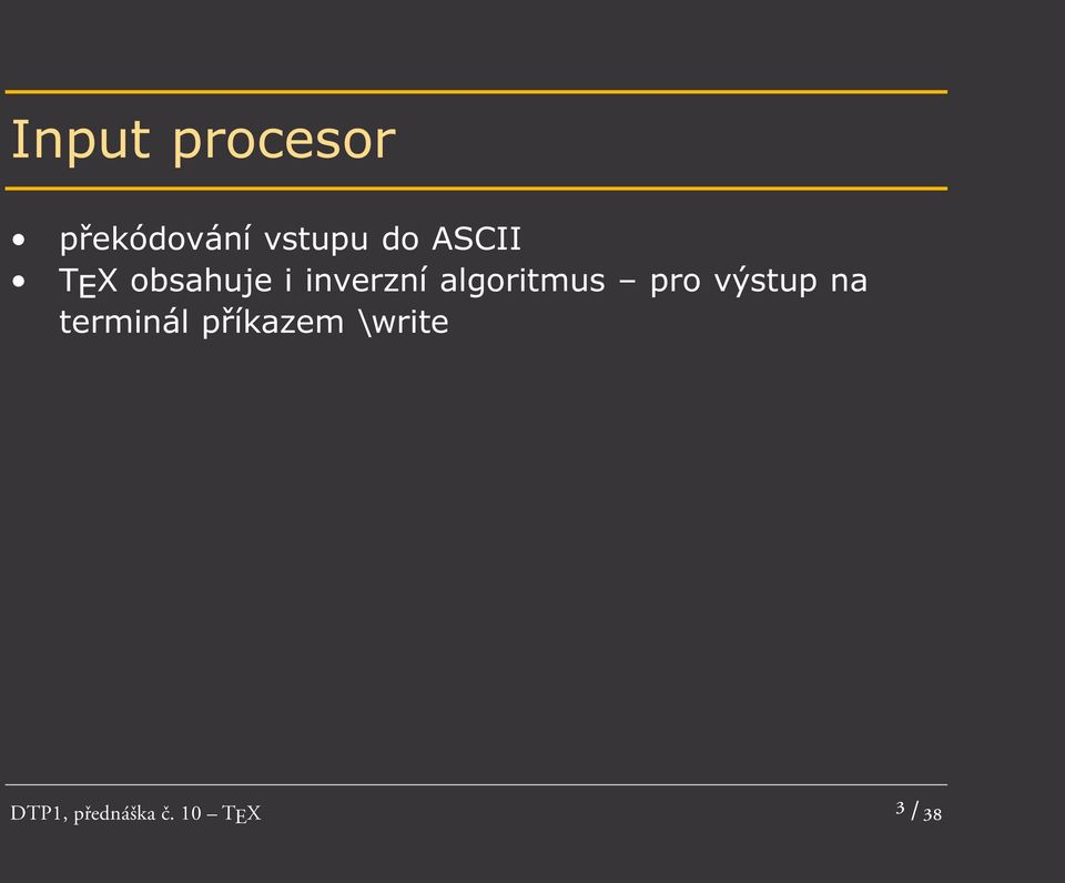 algoritmus pro výstup na terminál