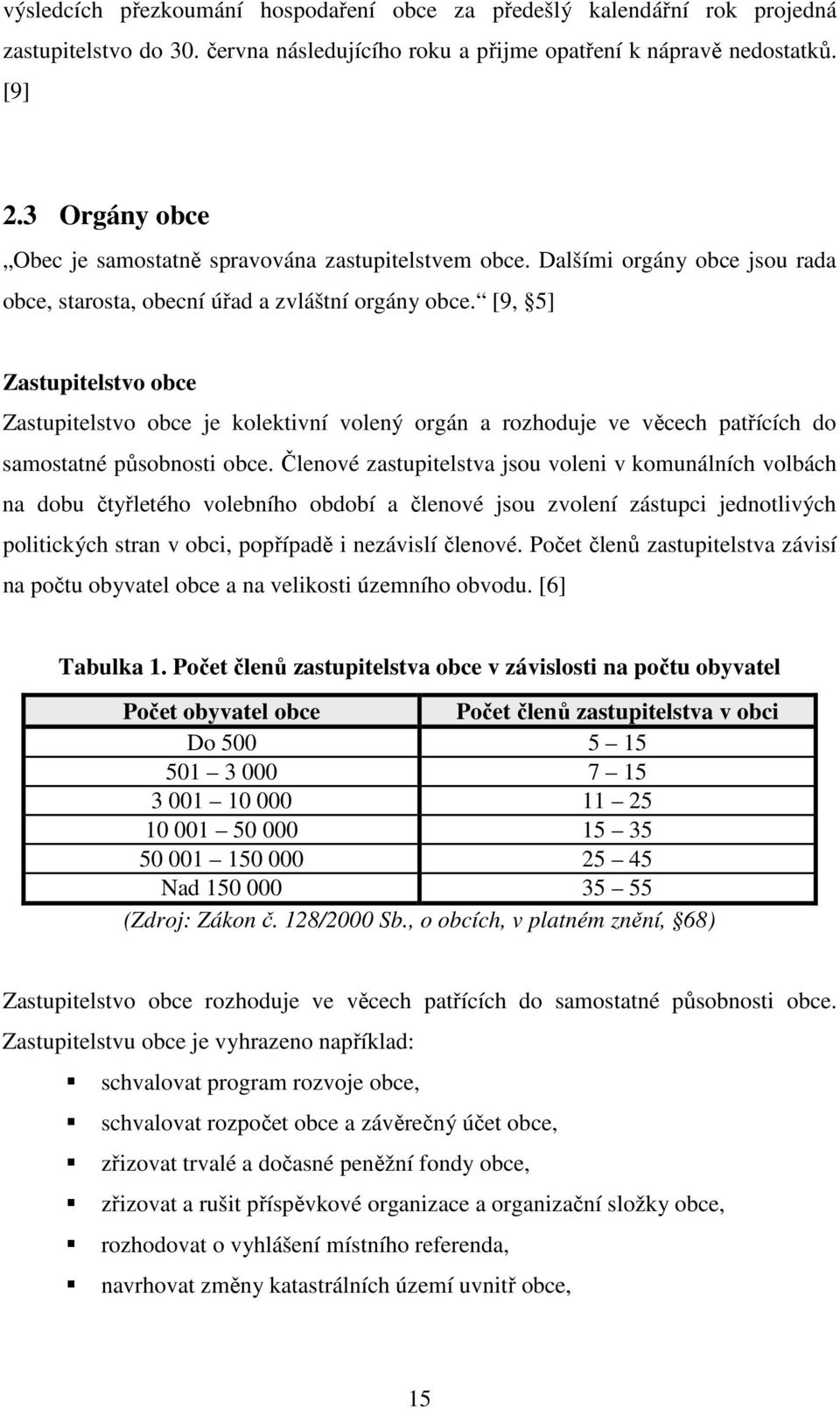 [9, 5] Zastupitelstvo obce Zastupitelstvo obce je kolektivní volený orgán a rozhoduje ve věcech patřících do samostatné působnosti obce.