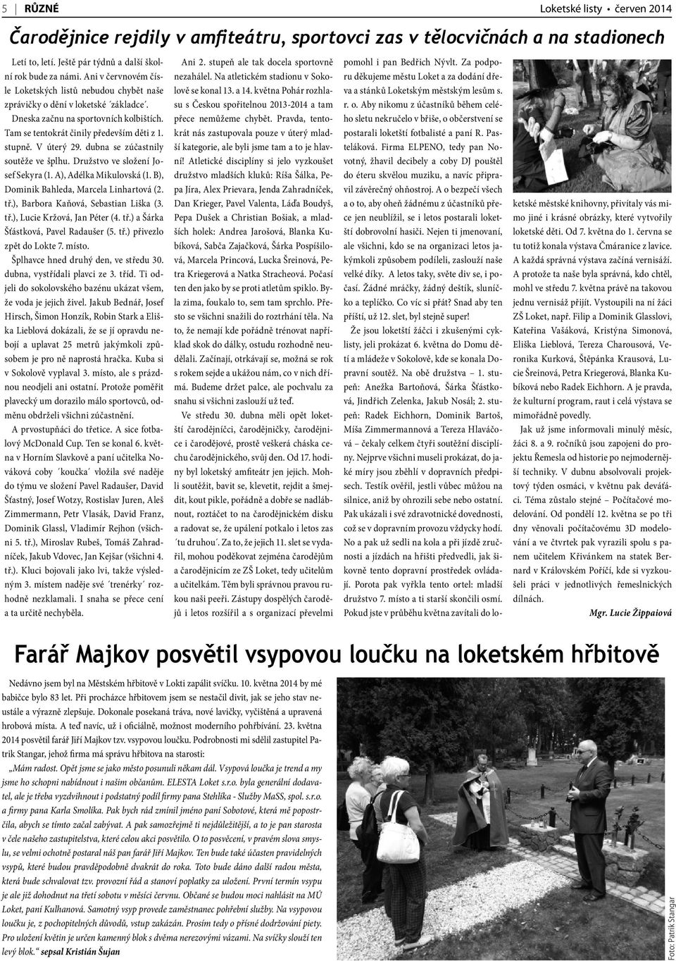 dubna se zúčastnily soutěže ve šplhu. Družstvo ve složení Josef Sekyra (1. A), Adélka Mikulovská (1. B), Dominik Bahleda, Marcela Linhartová (2. tř.), Barbora Kaňová, Sebastian Liška (3. tř.), Lucie Kržová, Jan Péter (4.