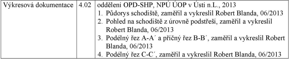 Pohled na schodiště z úrovně podstřeší, zaměřil a vykreslil Robert Blanda, 06/2013 3.