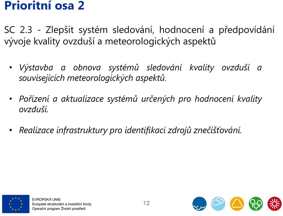 meteorologických aspektů Výstavba a obnova systémů sledování kvality ovzduší a