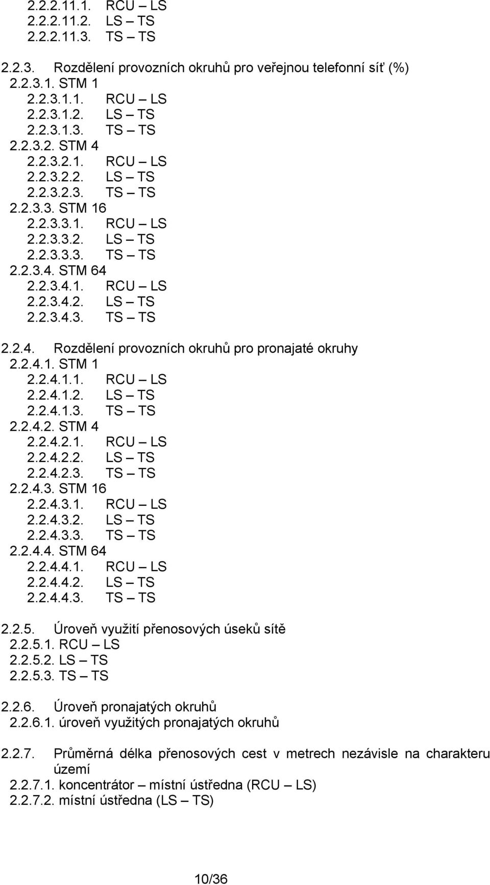 2.4.1. STM 1 2.2.4.1.1. RCU LS 2.2.4.1.2. LS TS 2.2.4.1.3. TS TS 2.2.4.2. STM 4 2.2.4.2.1. RCU LS 2.2.4.2.2. LS TS 2.2.4.2.3. TS TS 2.2.4.3. STM 16 2.2.4.3.1. RCU LS 2.2.4.3.2. LS TS 2.2.4.3.3. TS TS 2.2.4.4. STM 64 2.