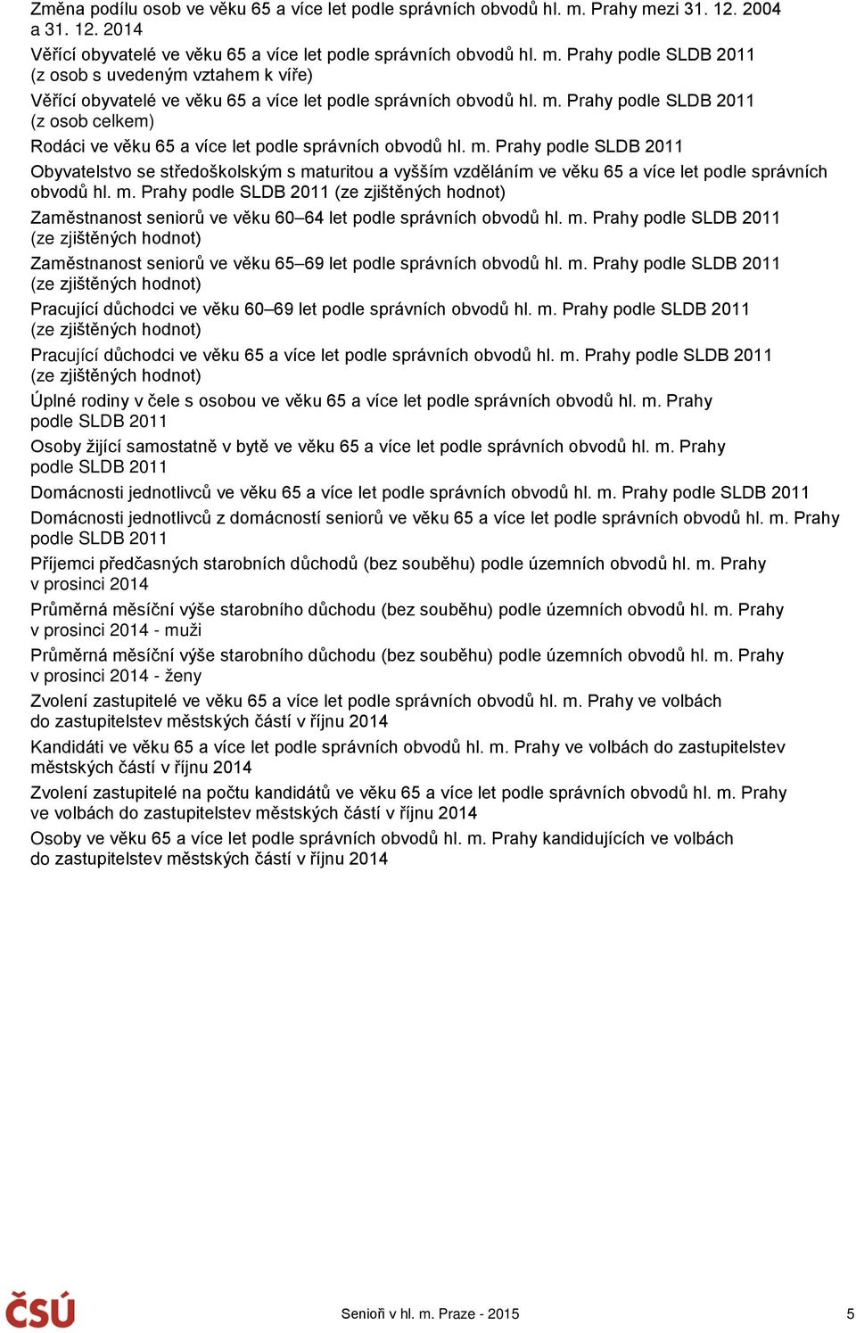 Prahy podle SLDB 211 Obyvatelstvo se středoškolským s maturitou a vyšším vzděláním ve věku 65 a více let podle správních obvodů hl. m. Prahy podle SLDB 211 (ze zjištěných hodnot) Zaměstnanost seniorů ve věku 6 64 let podle správních obvodů hl.