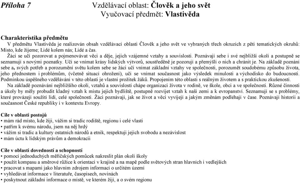 Poznávají sebe i své nejbližší okolí a postupně se seznamují s novými poznatky. Učí se vnímat krásy lidských výtvorů, soustředěně je pozorují a přemýšlí o nich a chránit je.