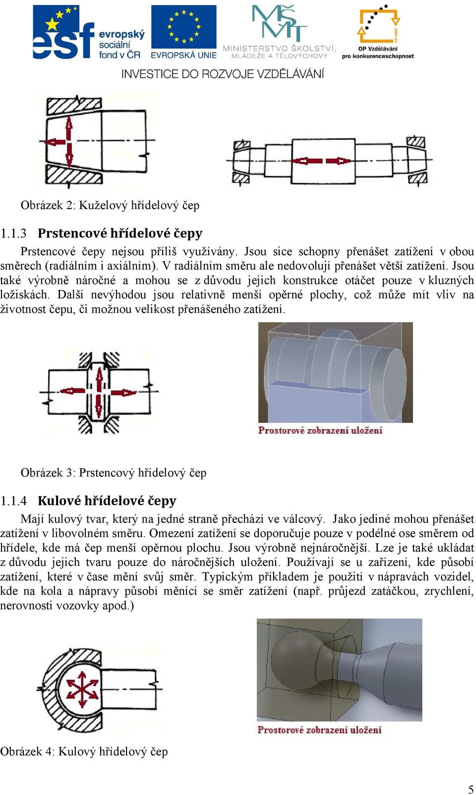 Další nevýhodou jsou relativně menší opěrné plochy, což může mít vliv na životnost čepu, či možnou velikost přenášeného zatížení. Obrázek 3: Prstencový hřídelový čep 1.